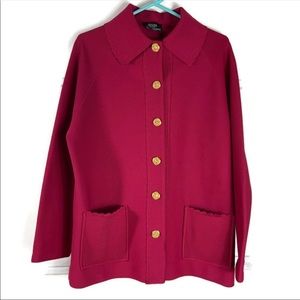 Vintage Hedy Knit Scallop Trip Gold Buttons Jacket